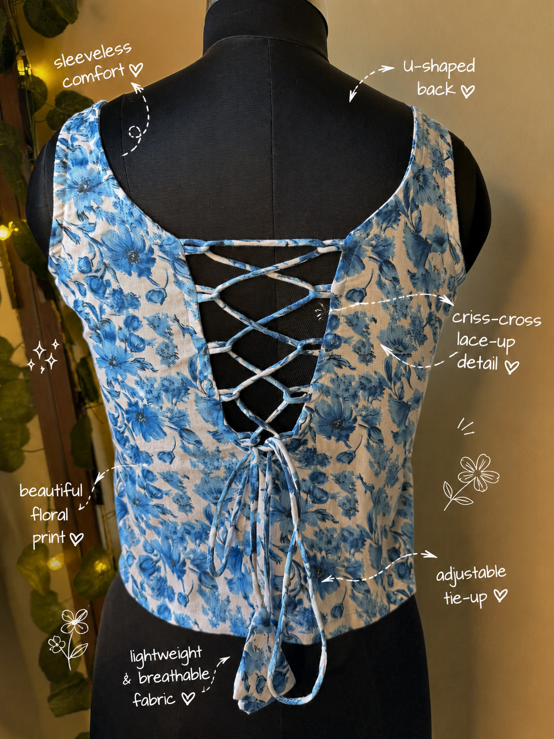 Aabha floral tie-top