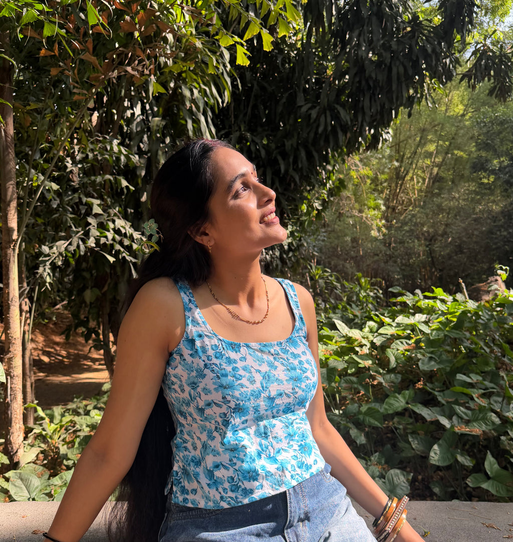 Aabha floral tie-top