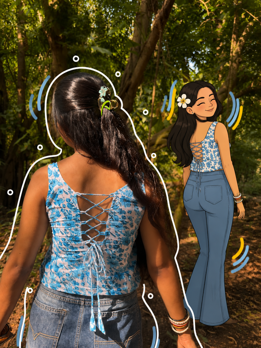 Aabha floral tie-top